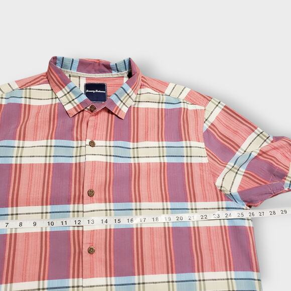 Tommy Bahama Mens Silk Cotton Red Plaid Button Up Shirt XXL Casual Preppy - Picture 9 of 12